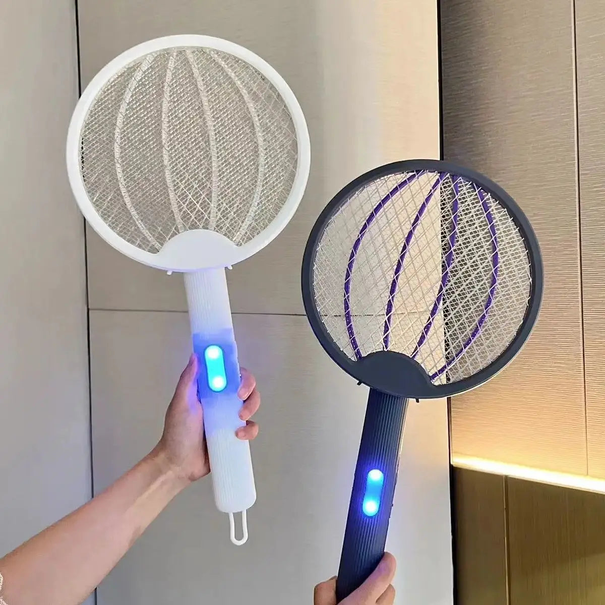 2 in 1 Electric Mosquito Swatter Lamp – USB Rechargeable Folding Insect Killer with Purple Light for Home & Dormitory