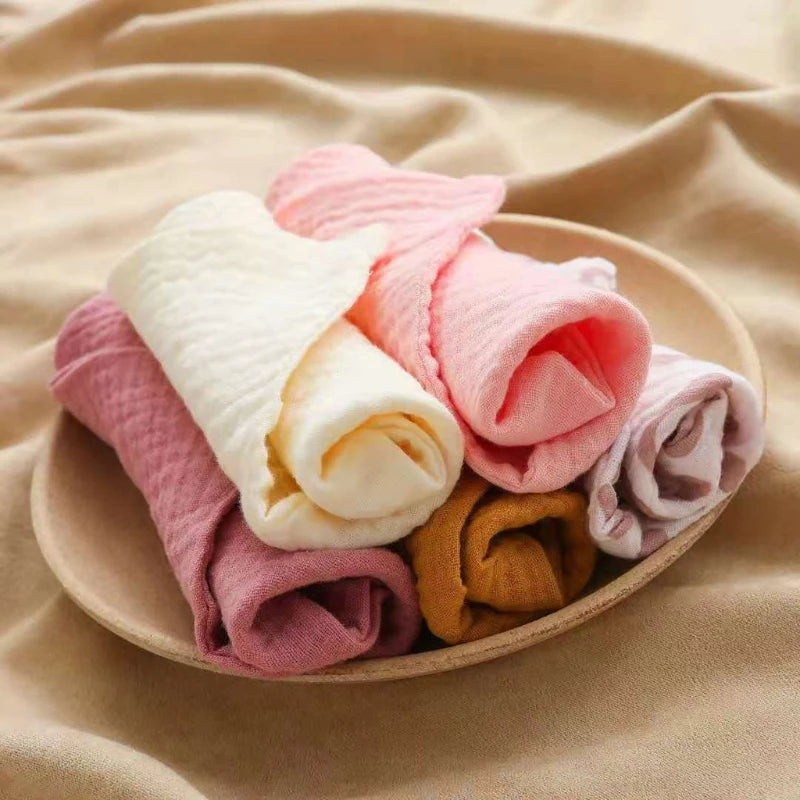 5 Pcs Baby Washcloths – Soft Cotton Muslin Face Towels & Infant Hand Wipes for Feeding & Bath