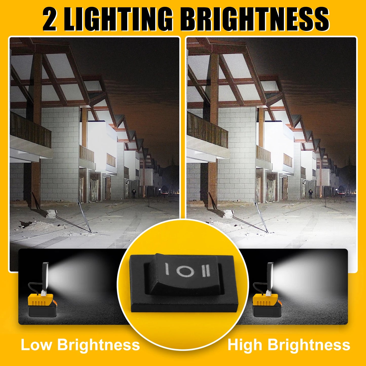 5200LM LED Work Light – Portable 48W Cordless Flood Light with Adjustable Base, Rechargeable Work Light Compatible with DeWalt