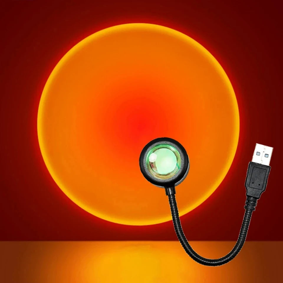 USB Sunset Lamp Projector – LED Mood Light and Night Light for Bedroom, Living Room & Party Photography Decor