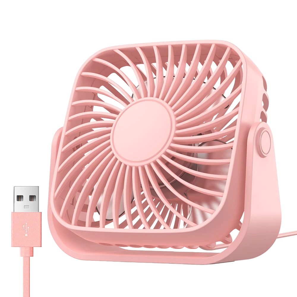 USB Mini Portable Fan 4-Inch – Quiet Desk Table Personal Fan with 3 Speeds, 360° Adjustable Standing Cooling Fan for Home, Office, Camping