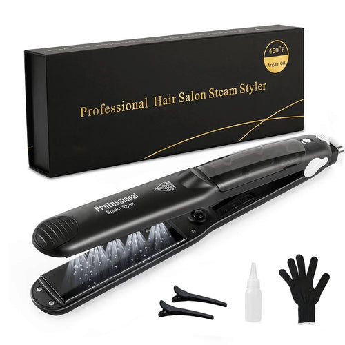Steam Hair Straightener – Ceramic Vapor Flat Iron with Argan Oil Treatment for Smooth, Frizz-Free Hair