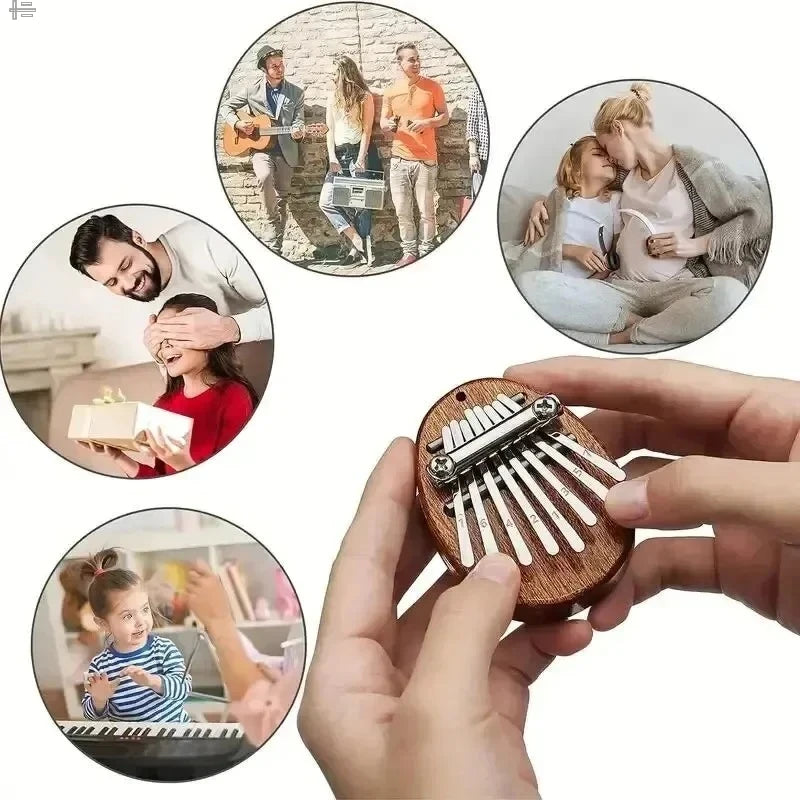 Mini Kalimba 8-Key Wooden Thumb Piano – Portable Finger Piano Musical Instrument, Exquisite Marimba Pendant Gift