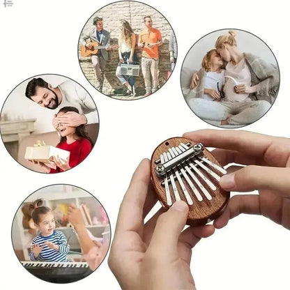Mini Kalimba 8-Key Wooden Thumb Piano – Portable Finger Piano Musical Instrument, Exquisite Marimba Pendant Gift