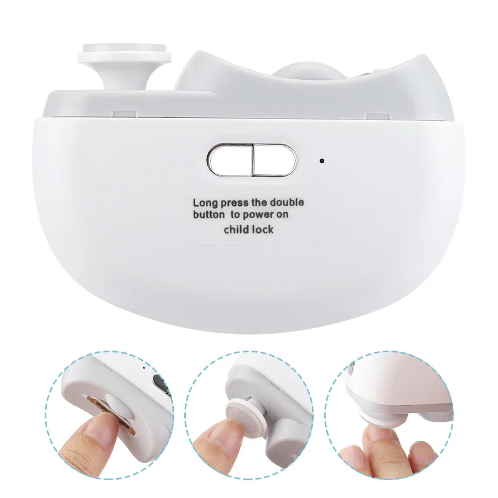 Electric Nail Clipper – Automatic Rechargeable Nail Trimmer & Polisher with Light for Baby & Adult Manicure