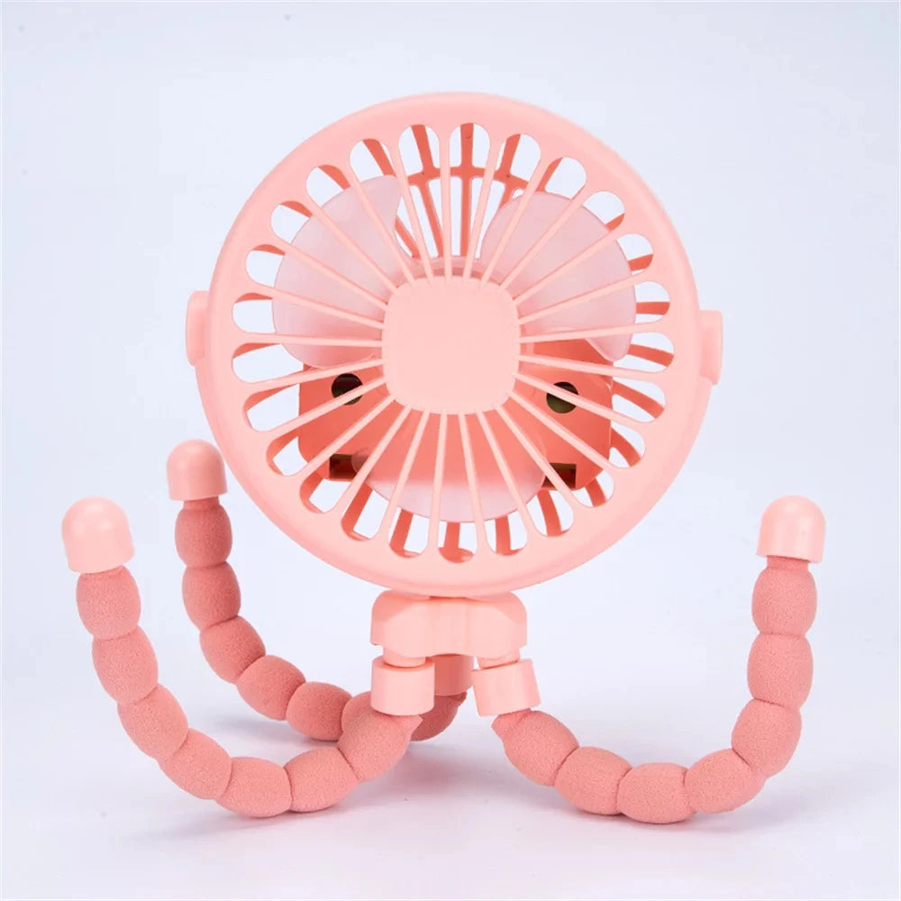 Portable Baby Stroller Fan – Oscillating Mini Handheld Fan with Flexible Tripod, USB Rechargeable & Battery Operated