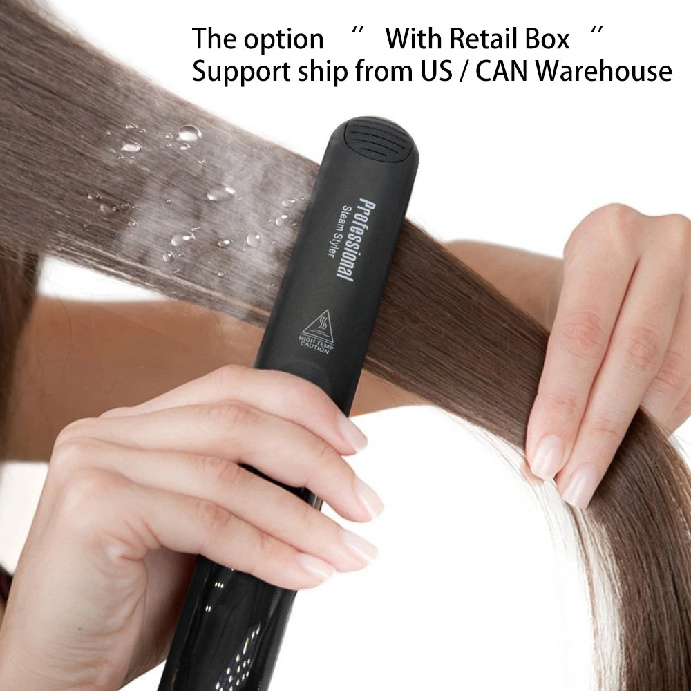 Steam Hair Straightener – Ceramic Vapor Flat Iron with Argan Oil Treatment for Smooth, Frizz-Free Hair