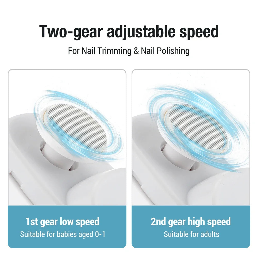 Electric Nail Clipper – Automatic Rechargeable Nail Trimmer & Polisher with Light for Baby & Adult Manicure