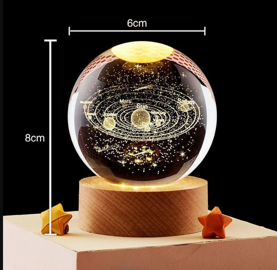 Galaxy Crystal Ball Night Light – 3D Planet & Moon LED Table Lamp, Glowing Space Orb for Bedroom Décor & Christmas Gift