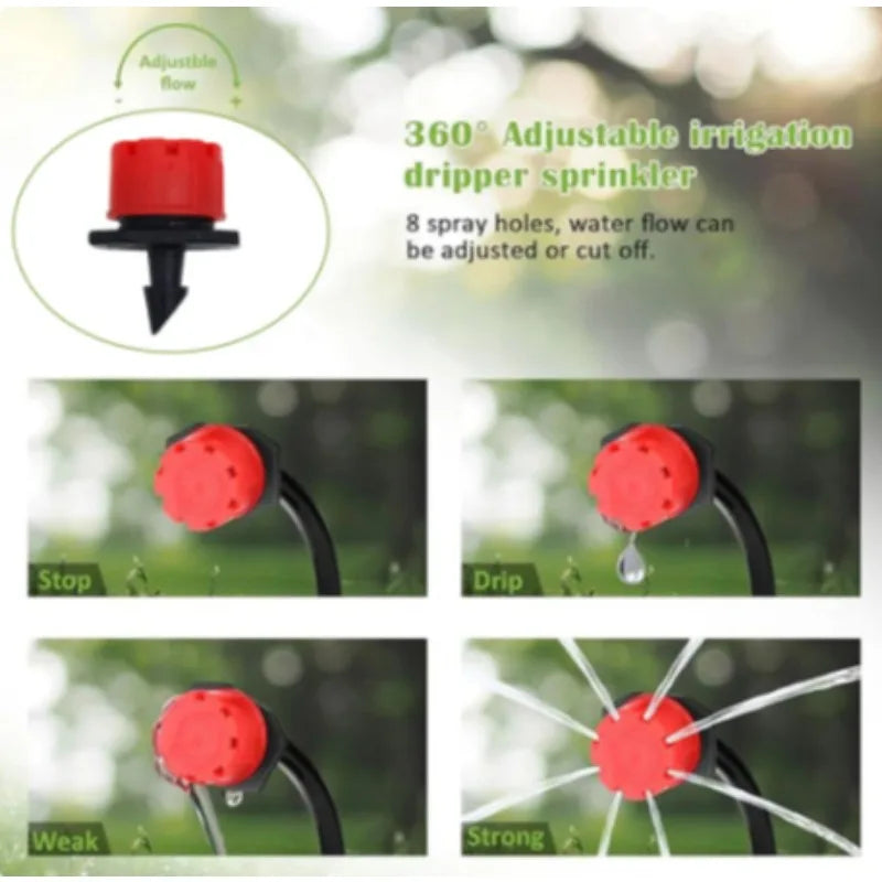 Drip Irrigation System 5-60M Plant Watering Kit – Adjustable Drippers Micro Irrigation Set for Garden, Greenhouse & Patio