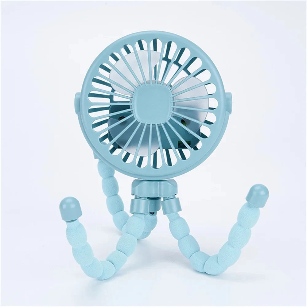Portable Baby Stroller Fan – Oscillating Mini Handheld Fan with Flexible Tripod, USB Rechargeable & Battery Operated