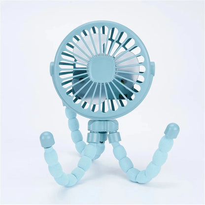 Portable Baby Stroller Fan – Oscillating Mini Handheld Fan with Flexible Tripod, USB Rechargeable & Battery Operated